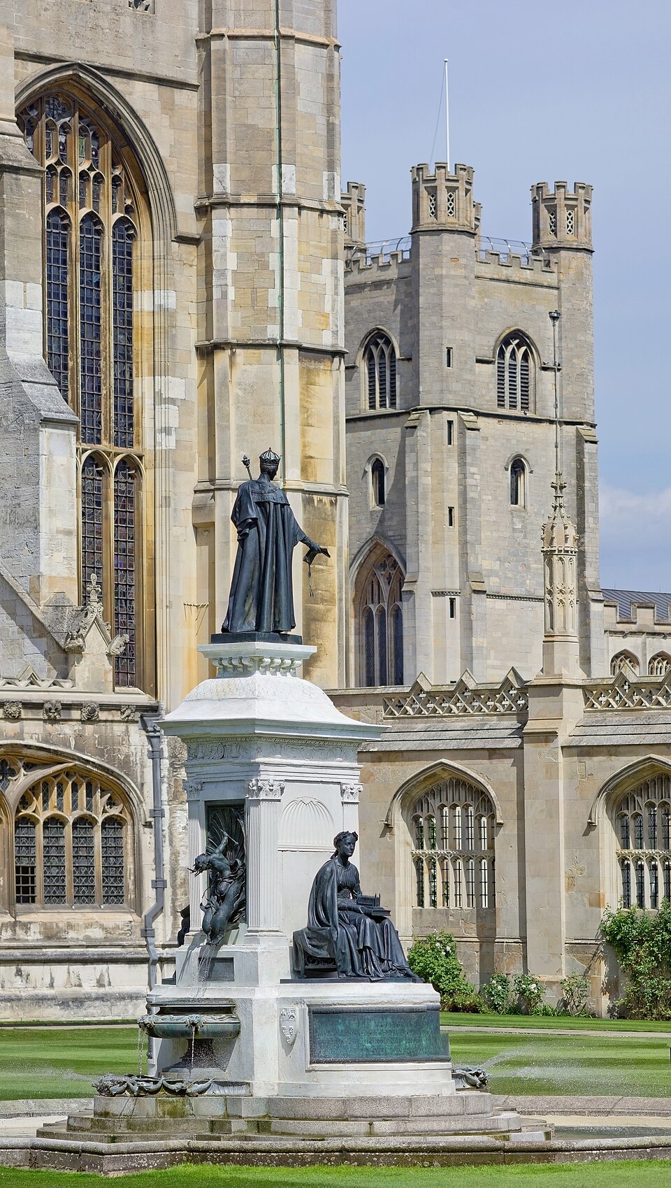 Historic stonework and Henry VI statue at King’s College Cambridge